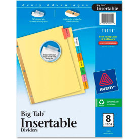 WorkSaver Big Tab Insertable Divider, Blank, 8.5"x11", 8 Tabs, Multicolor