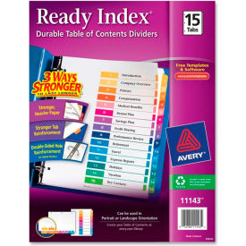T.O.C. Reference Divider, 1 to 15, 8.5"x11", 15 Tabs, White/Multi