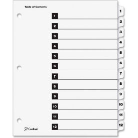 OneStep Printable T.O.C. Divider, Printed 1 to 12, 9"x11", 12 Tabs, White/White