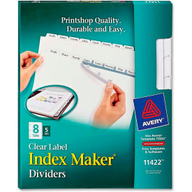 Index Maker Copier Clear Label Divider, Blank, 8.5"x11", 8 Tabs, 5 Sets, White/Clear