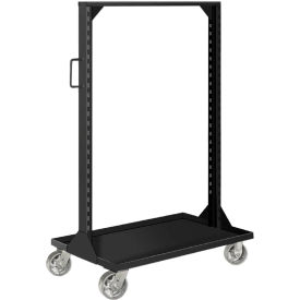 Portable Bin & Shelf Cart with 1 Louvered Panel, 36"L x 24"W x 61"H, Black
