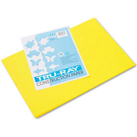 Tru-Ray Construction Paper, 76 lbs., 12 x 18, Yellow, 50 Sheets/Pack