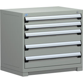 Heavy Duty Modular Cabinet, 5 Drawers, Light Gray
