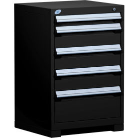 Heavy Duty Modular Cabinet, 5 Drawers, 24"W x 21"D x 36"H, Black