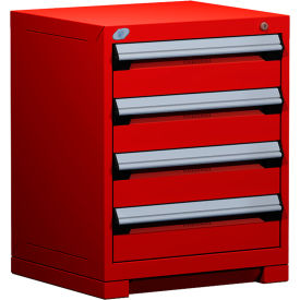 Heavy Duty Modular Cabinet, 4 Drawers, Red