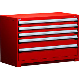 Heavy Duty Modular Cabinet, 5 Drawers, 48"W x 24"D x 32"H, Red