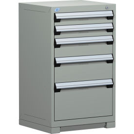 Heavy Duty Modular Cabinet, 5 Drawers, 24"W x 21"D x 40"H, Light Gray