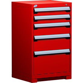 Heavy Duty Modular Cabinet, 5 Drawers, 24"W x 21"D x 40"H, Red
