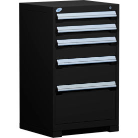 Heavy Duty Modular Cabinet, 5 Drawers, 24"W x 21"D x 40"H, Black