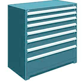 Heavy Duty Modular Cabinet, 7 Drawers, 48"W x 27"D x 46"H, Everest Blue