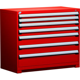 Heavy Duty Modular Cabinet, 7 Drawers, 48"W x 24"D x 40"H, Red