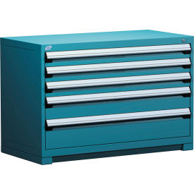 Heavy Duty Modular Drawer Cabinet 5 Drawer Bench High 48"W - Everest Blue