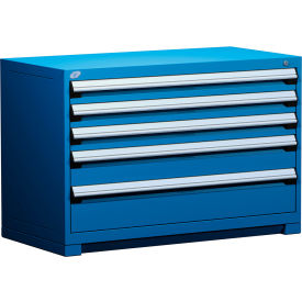 Heavy Duty Modular Cabinet, 5 Drawers, 48"W x 24"D x 32"H, Avalanche Blue