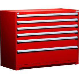 Heavy Duty Modular Drawer Cabinet 6 Drawer Counter High 60"W - Red