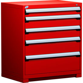 Heavy Duty Modular Cabinet, 5 Drawers, Red