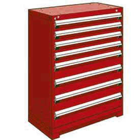 Heavy Duty Modular Drawer Cabinet 8 Drawer Counter High 36"W - Red