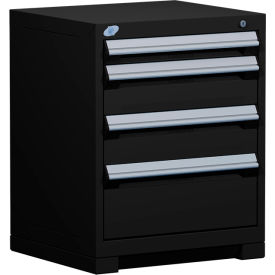 Heavy Duty Modular Cabinet, 4 Drawers, Black