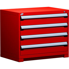 Heavy Duty Modular Cabinet, 4 Drawers, 36"W x 18"D x 30"H, Red