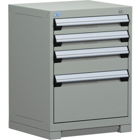 Heavy Duty Modular Cabinet, 4 Drawers, 24"W x 27"D x 32"H, Light Gray