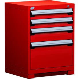 Heavy Duty Modular Cabinet, 4 Drawers, 24"W x 27"D x 32"H, Red
