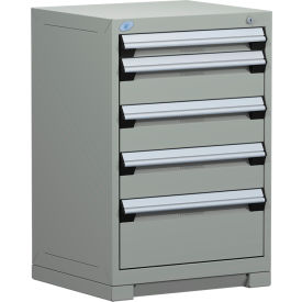 Heavy Duty Modular Cabinet, 5 Drawers, 24"W x 27"D x 36"H, Light Gray