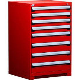 Heavy Duty Modular Cabinet, 8 Drawers, 30"W x 21"D x 46"H, Red