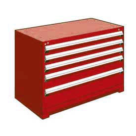 Heavy Duty Modular Cabinet, 5 Drawers, 48"W x 27"D x 32"H, Red