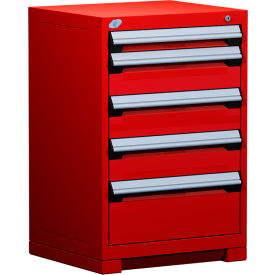 Heavy Duty Modular Cabinet, 5 Drawers, 24"W x 21"D x 36"H, Red