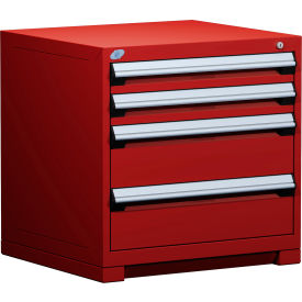 Heavy Duty Modular Drawer Cabinet 4 Drawer Bench High 30"W - Red
