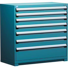 Heavy Duty Modular Cabinet, 7 Drawers, 48"W x 24"D x 46"H, Everest Blue