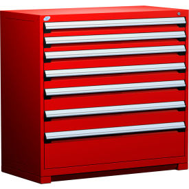 Heavy Duty Modular Cabinet, 7 Drawers, 48"W x 24"D x 46"H, Red