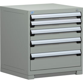 Heavy Duty Modular Cabinet, 5 Drawers, 30"W x 27"D x 32"H, Light Gray