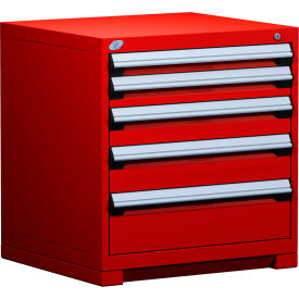 Heavy Duty Modular Cabinet, 5 Drawers, 30"W x 27"D x 32"H, Red