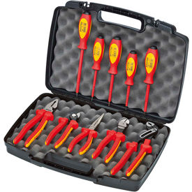 10 Pc Pliers / Screwdriver Insulated Tool Set 1,000V, Hard Case