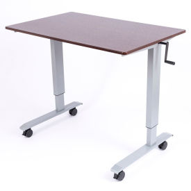 Standing Desk - Crank Adjustable Height - 47-1/4"L x 29-1/2"W - Walnut