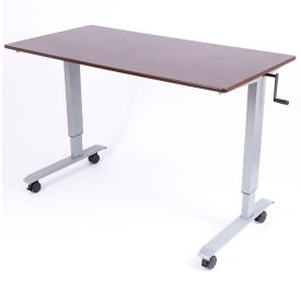 Standing Desk - Crank Adjustable Height - 59"L x 29-1/2"W - Walnut