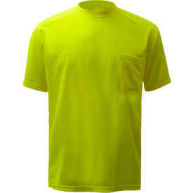 Moisture Wicking Short Sleeve Safety T-Shirt with Chest Pocket - Lime, 4XL