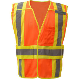 Class 2 Waist Adjustable Breakaway Vest with 2 Pockets, Orange, MD/XL