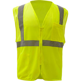 1001 Standard Class 2 Mesh Zipper Safety Vest, Lime, 2XL
