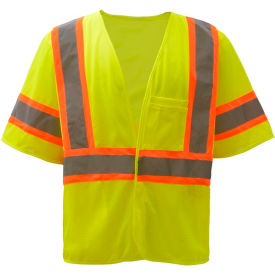 2007 Standard Class 3 Two Tone Mesh Hook & Loop Safety Vest, Lime, 3XL