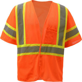 Standard Class 3 Two Tone Mesh Hook & Loop Safety Vest, Lime, Medium