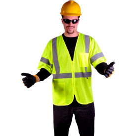 Standard Class 3 Mesh Zipper Safety Vest, Lime, 2XL