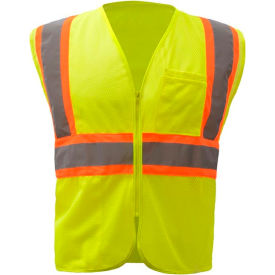 1005 Standard Class 2 Two Tone Mesh Zipper Safety Vest, Lime, 3XL