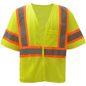 Standard Class 3 Two Tone Mesh Zipper Safety Vest, Lime, Large