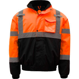 Class 3 Waterproof Quilt-Lined Bomber Jacket, Orange/Black, 4XL
