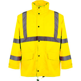 Class 3 Rain Coat with 2 Patch Pockets, Lime, 2XL/3XL