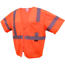 Standard Class 3 Mesh Zipper Safety Vest, Orange, Medium