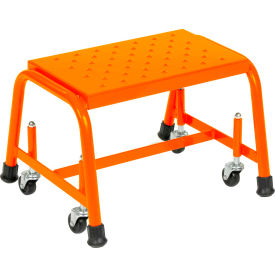 Grip 16"W 1 Step Steel Rolling Ladder Top Step - Orange