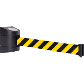 Wall Mount Retractable Belt Barrier, Black Case with 15' Black/Yellow Belt