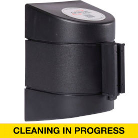 Wall Mount Retractable Belt Barrier, Black Case With 15' Yellow "Cleaning" Belt
